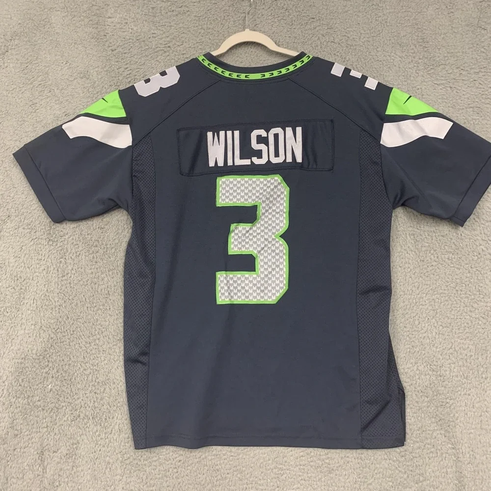 Seattle Seahawks Jersey Mens Large Blue NFL Football Russell Wilson Nike
